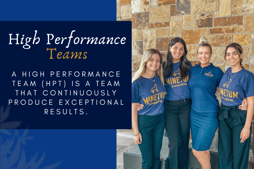 High Performance Teams. A High Performance Team (HPT) is a team that continuously produce exceptional results. Minetum Consulting will help you create a High Performance Team HPT. 